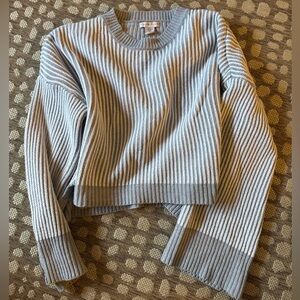 Sincerely Jules Ribbed Cropped Sweater Gray/White Knit Pullover XL